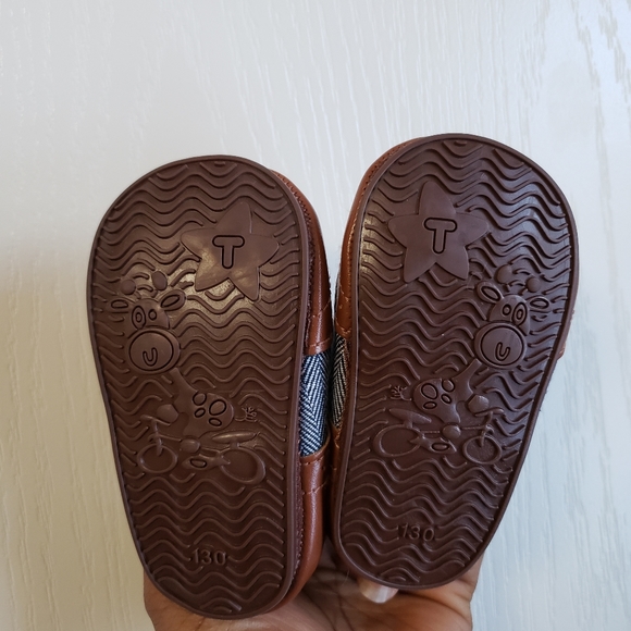 Brown Baby Leather Canvas Rubber Sole Shoe - Picture 7 of 15